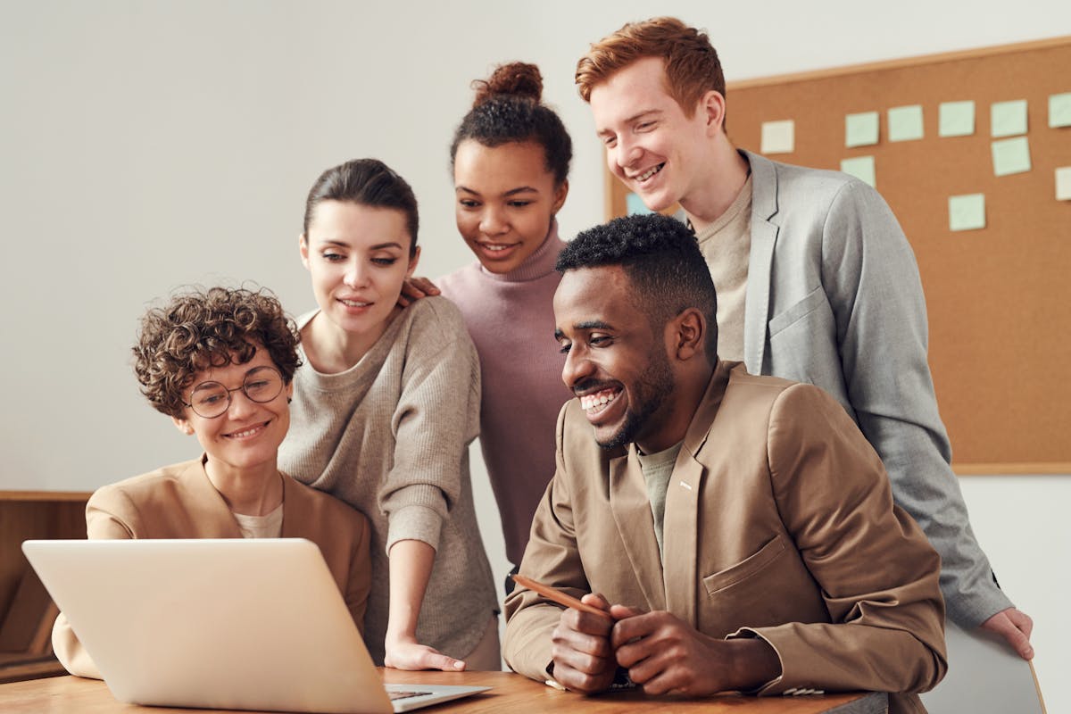 Team collaboration and digital transformation in a modern office environment